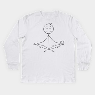 little boy meditation love Kids Long Sleeve T-Shirt